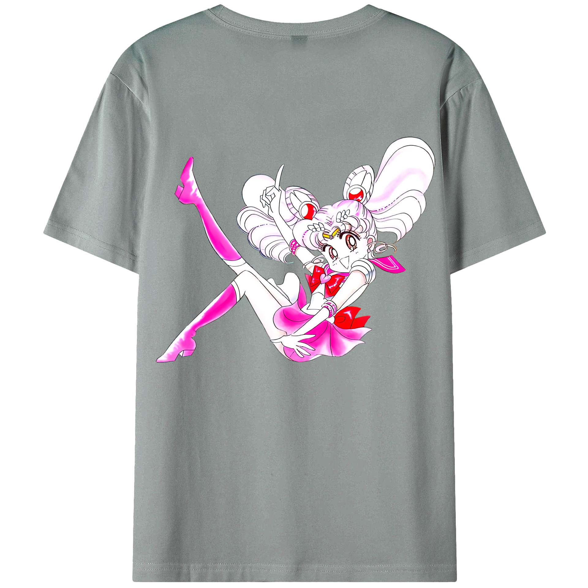 （画像用） 美少女戦士セーラームーン ちびうさ Sailor Moon Chibiusa Tsukino Usagi Small Lady Serenity 綿100％ メンズ半袖Tシャツ（バックプリント） 通気性